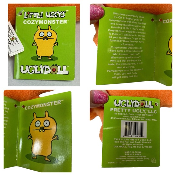 UglyDoll CozyMonster Little Uglys 8” Orange Stuffed Plush 2009 with Tags - Picture 10 of 11